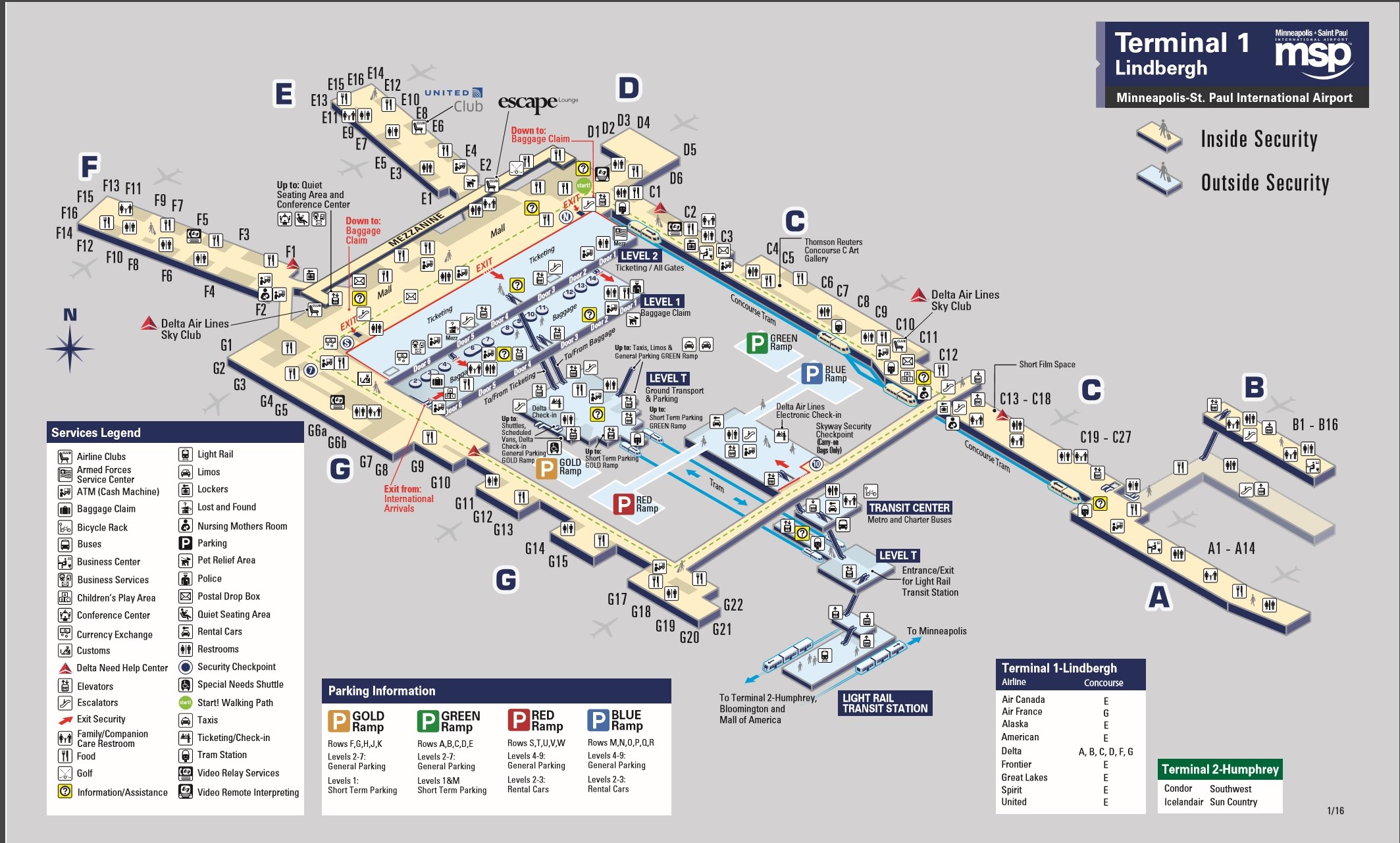 Msp Airport Map Delta Tourist Map Of English