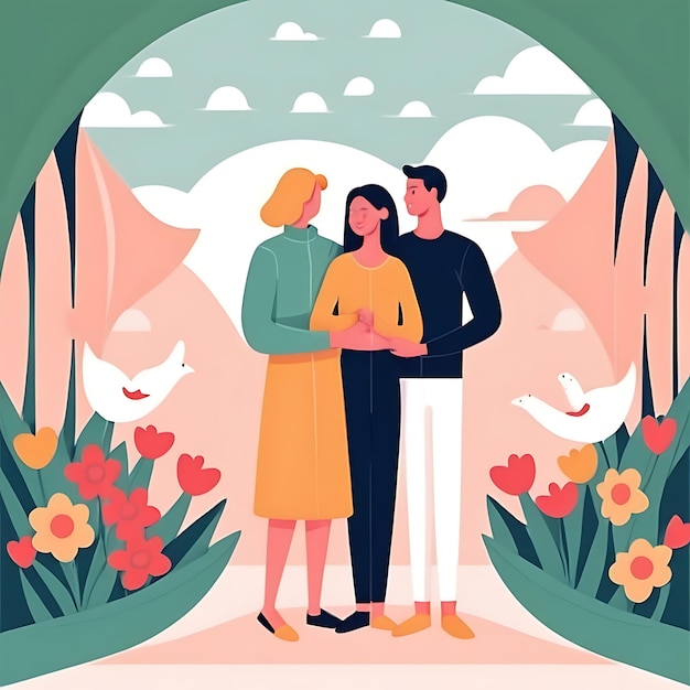 National Couples Day Flat Illustration Premium Ai Generated Image