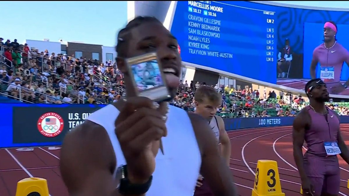 Noah Lyles Pulls Out Yu Gi Oh Card Before Winning 100M Heat Yahoo Sports