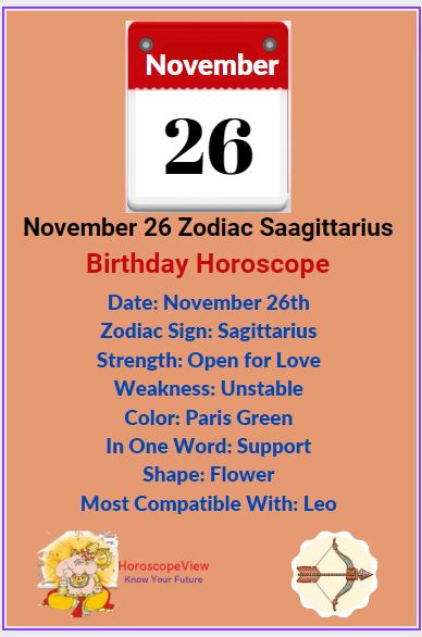 November 26 Zodiac Sign Personality And Horoscope Editorialge