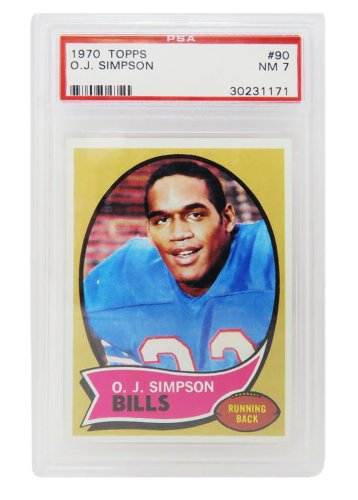 O J Simpson Signed Buffalo Bills 1970 Topps Rookie Card 90 Hof Psa