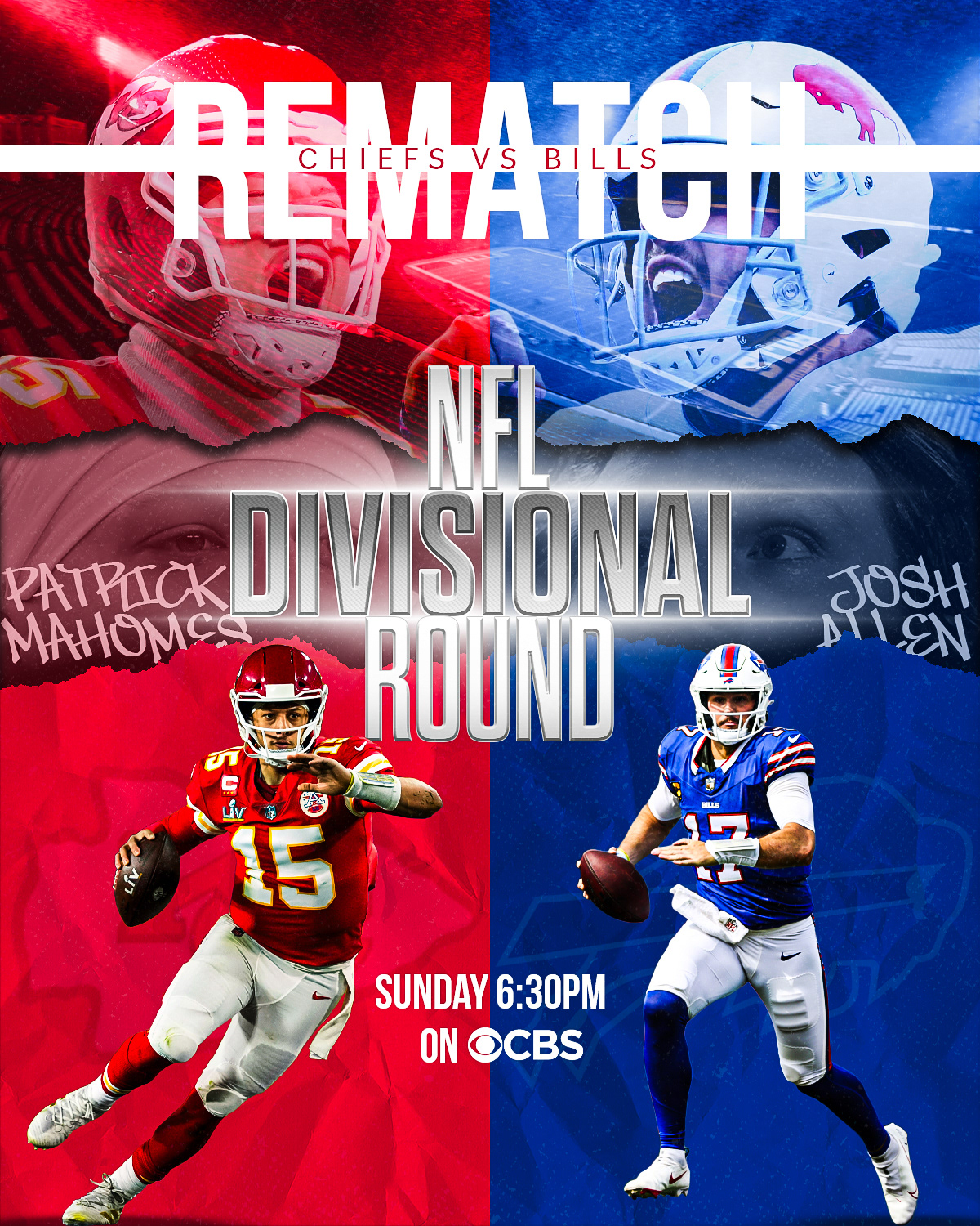 Patrick Mahomes Vs Josh Allen Nfl Poster Behance