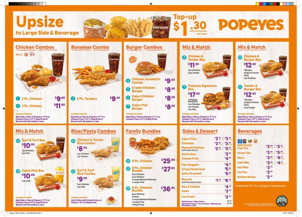 Popeyes Menu With Prices For Budget Friendly Enjoyment