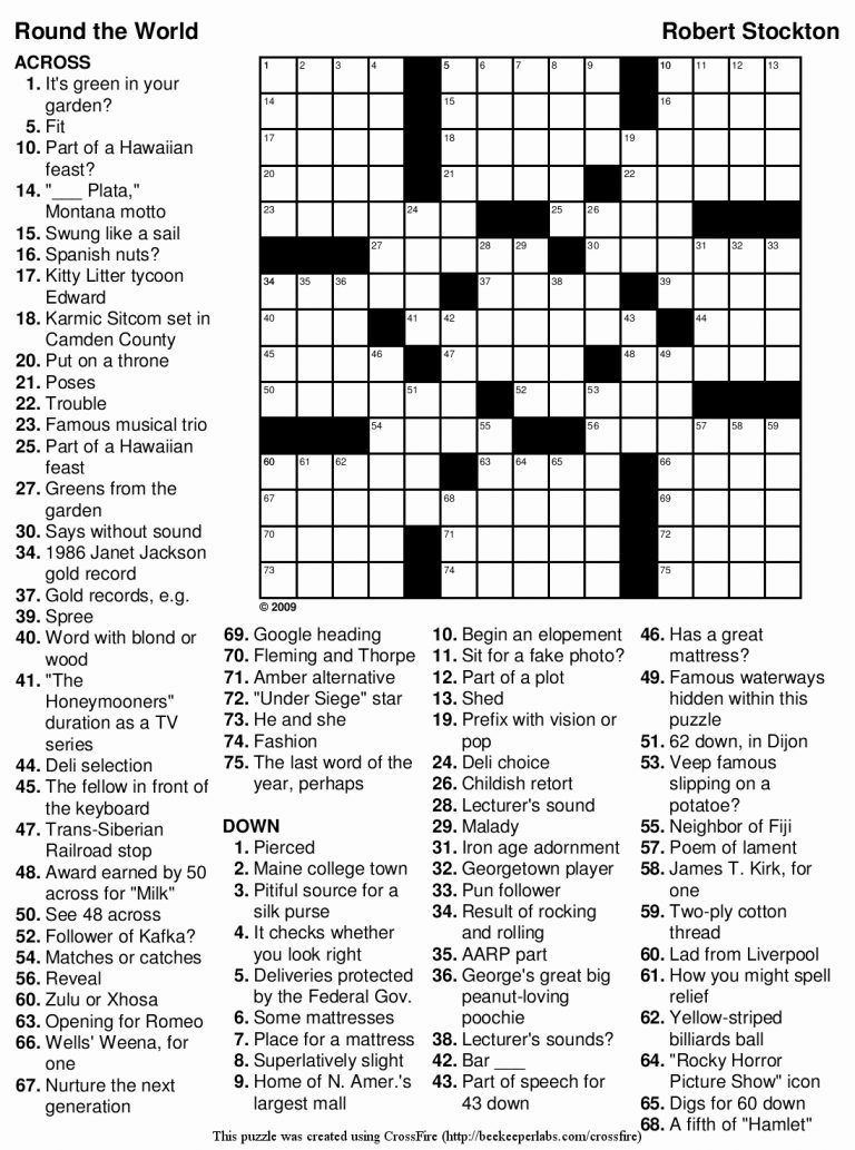 Printable Crosswords For High School Students Printable Crossword Puzzles