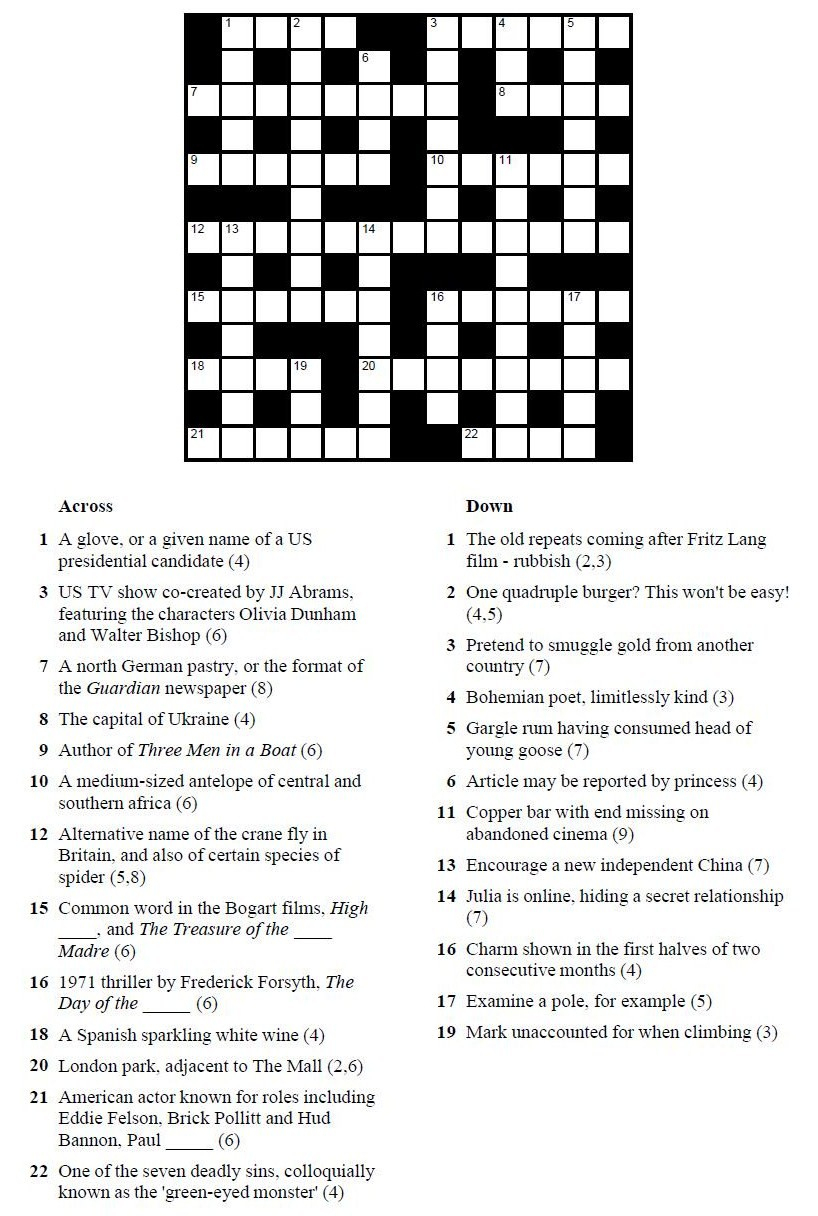 Printable Crosswords With Solutions