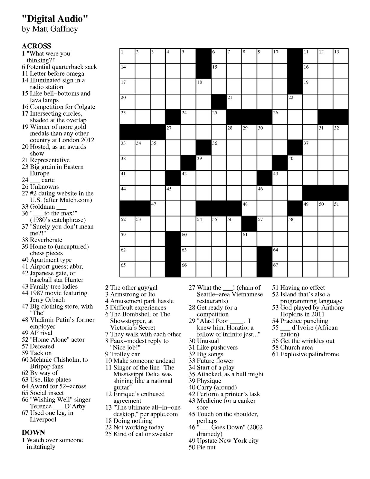 Printable Daily Crossword Puzzles Easy Crossword Puzzles Pri