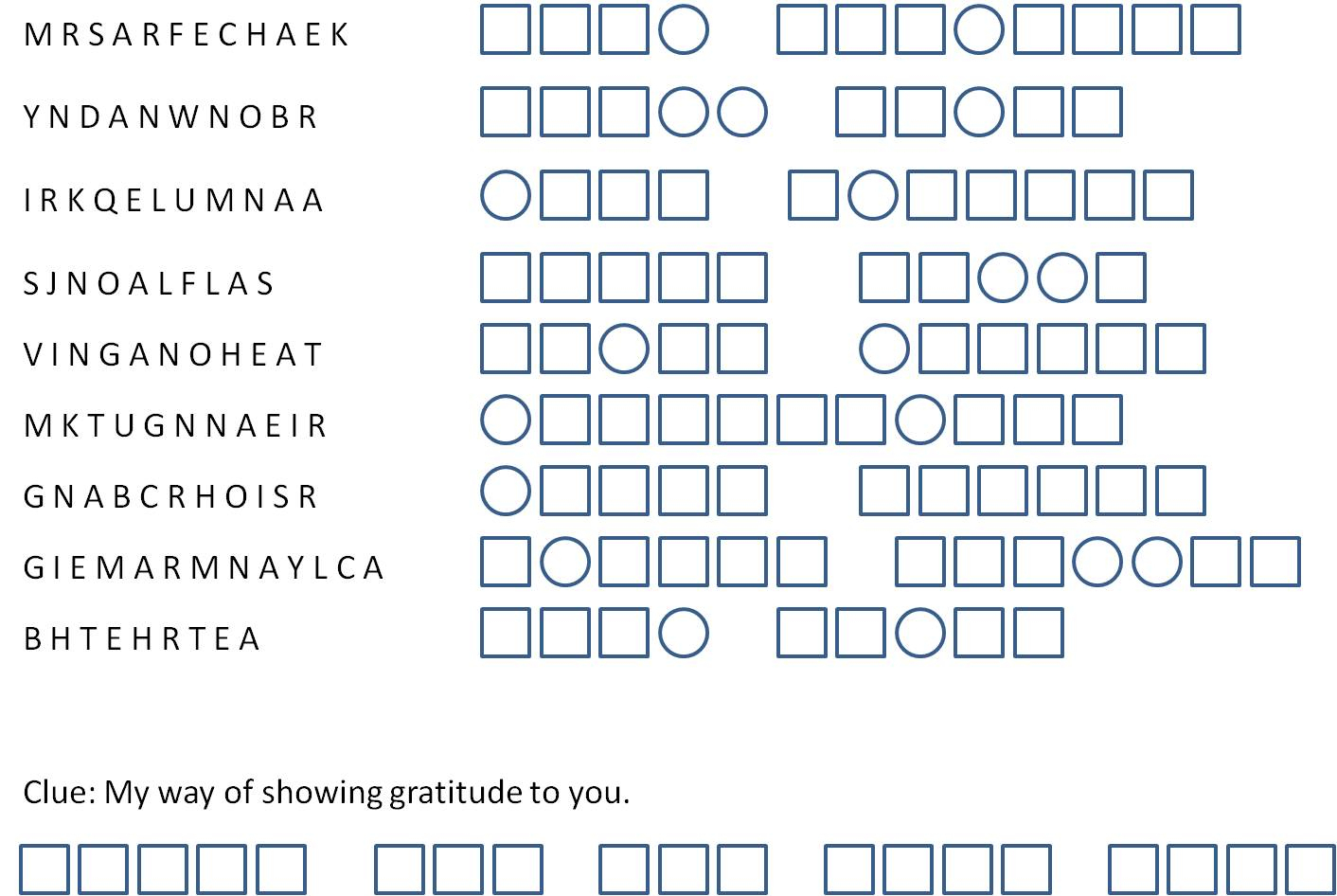 Printable Jumble Puzzles With Answers