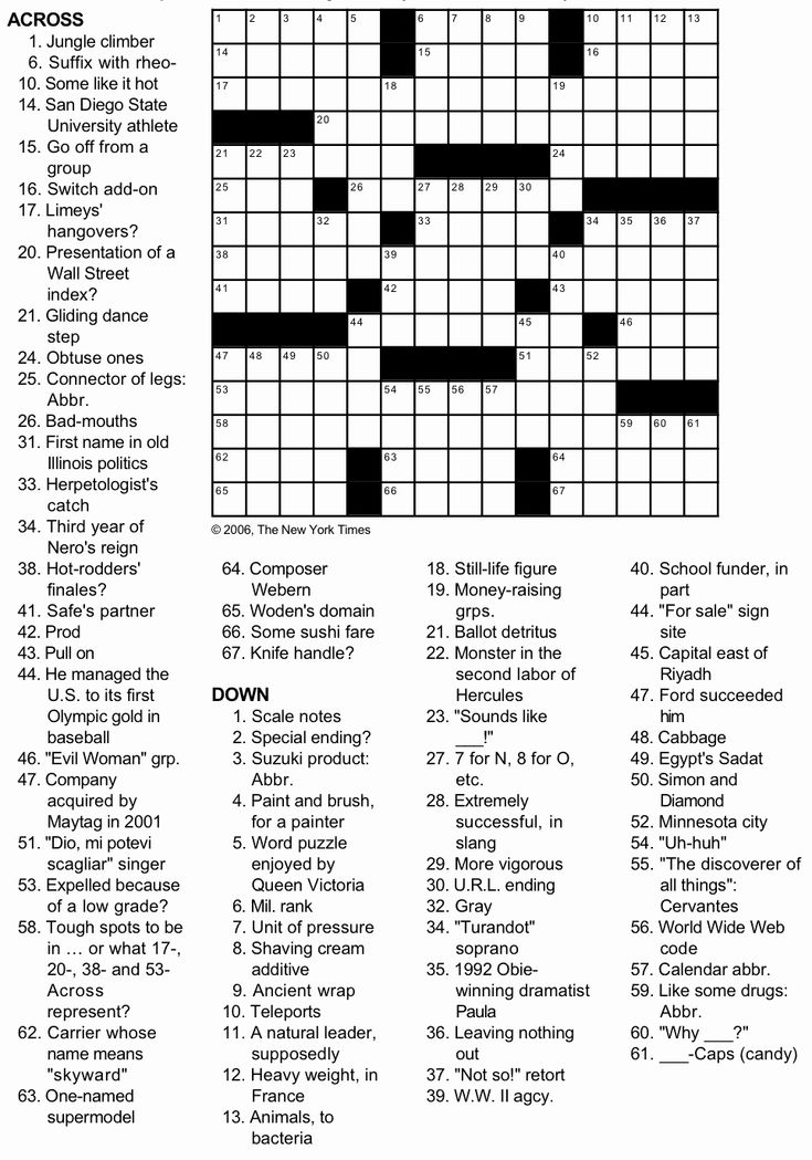 Printable Monday New York Times Crossword Robert K Samford