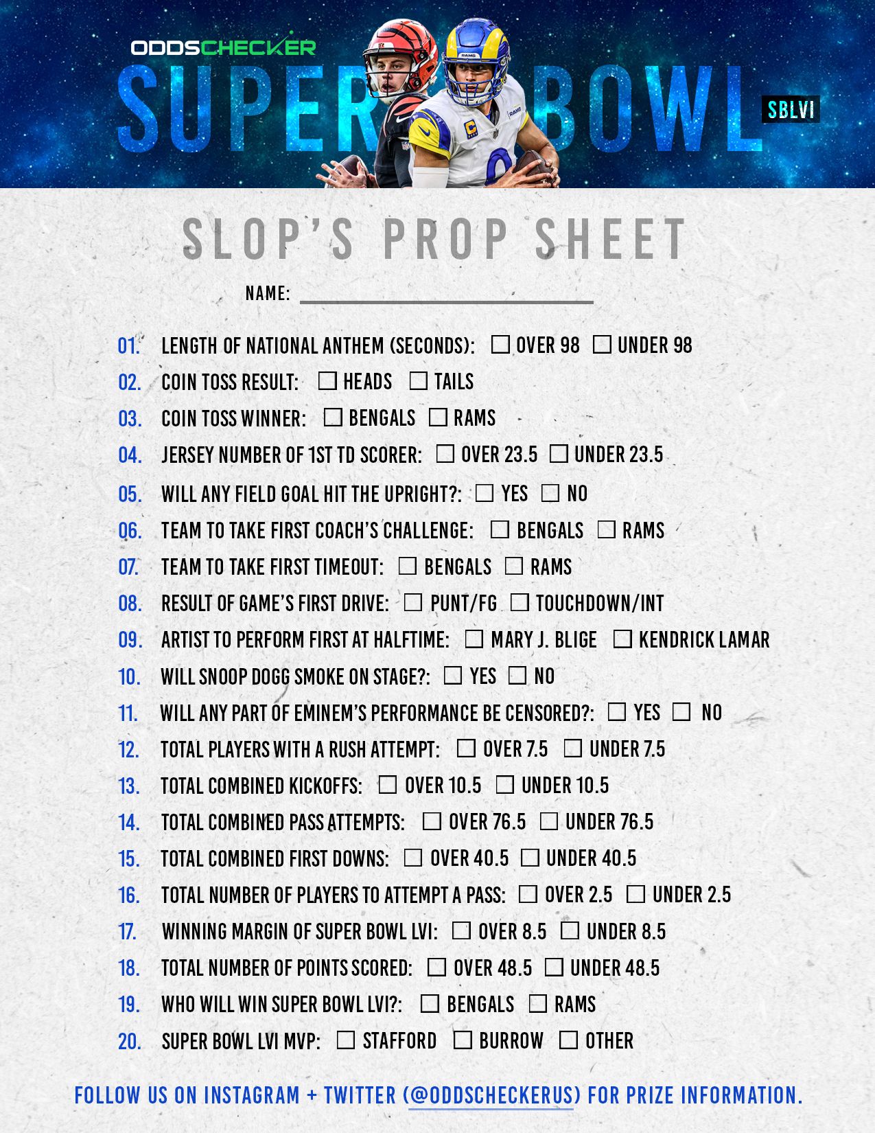 Printable Super Bowl 58 Props Sheet Download The 2024 Pdf Play At