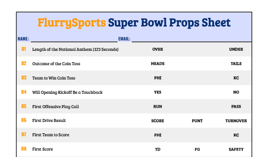 Printable Super Bowl Props Sheet 2025 Sb Lix Prop Bets