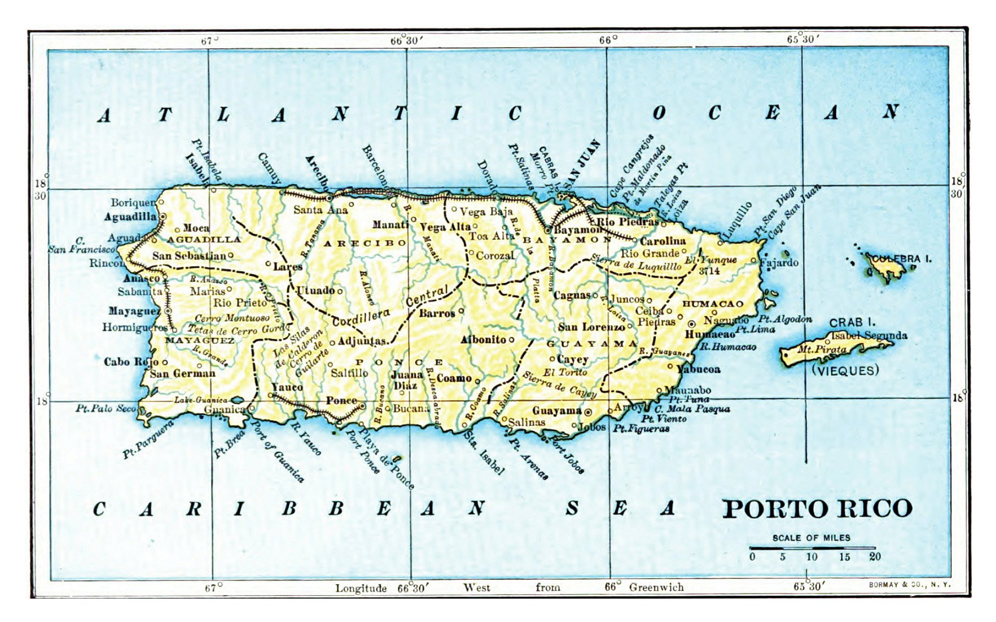 Puerto Rico Map A Large Detailed Map Of Puerto Rico Usa