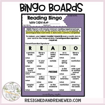 Reading Bingo Cards By No Fuss Teacher Teachers Pay Teachers