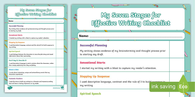 Seven Stages Of Effective Writing Checklist Teacher Made