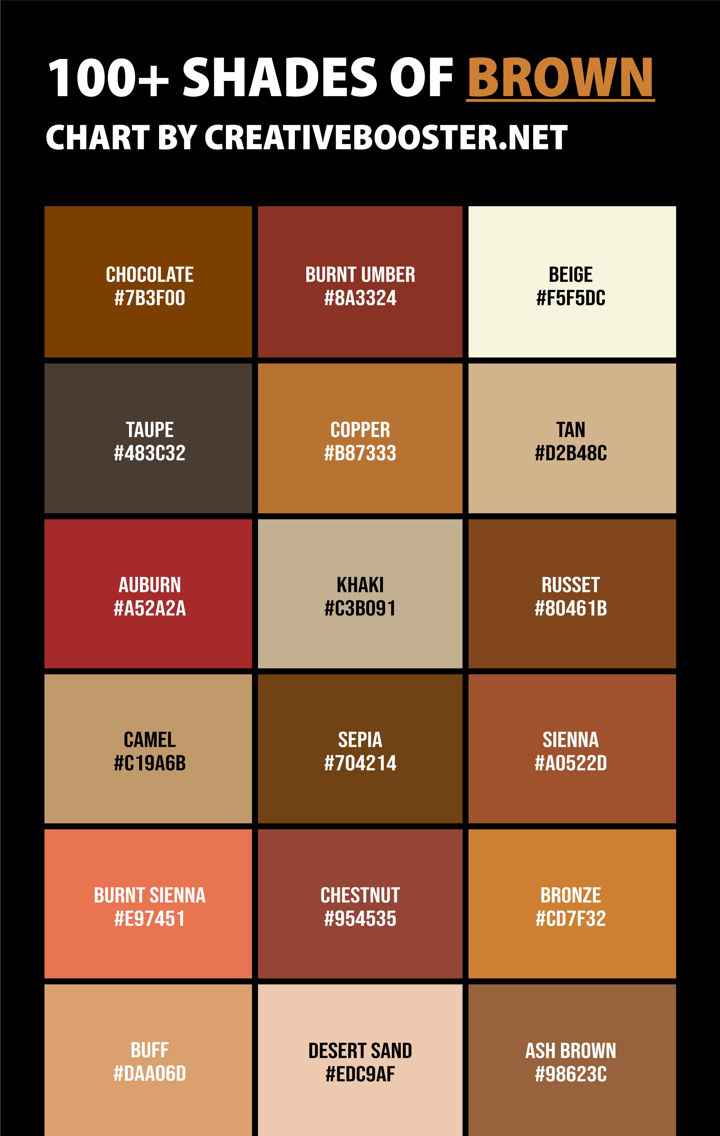 Shades Of Brown Paint Chart