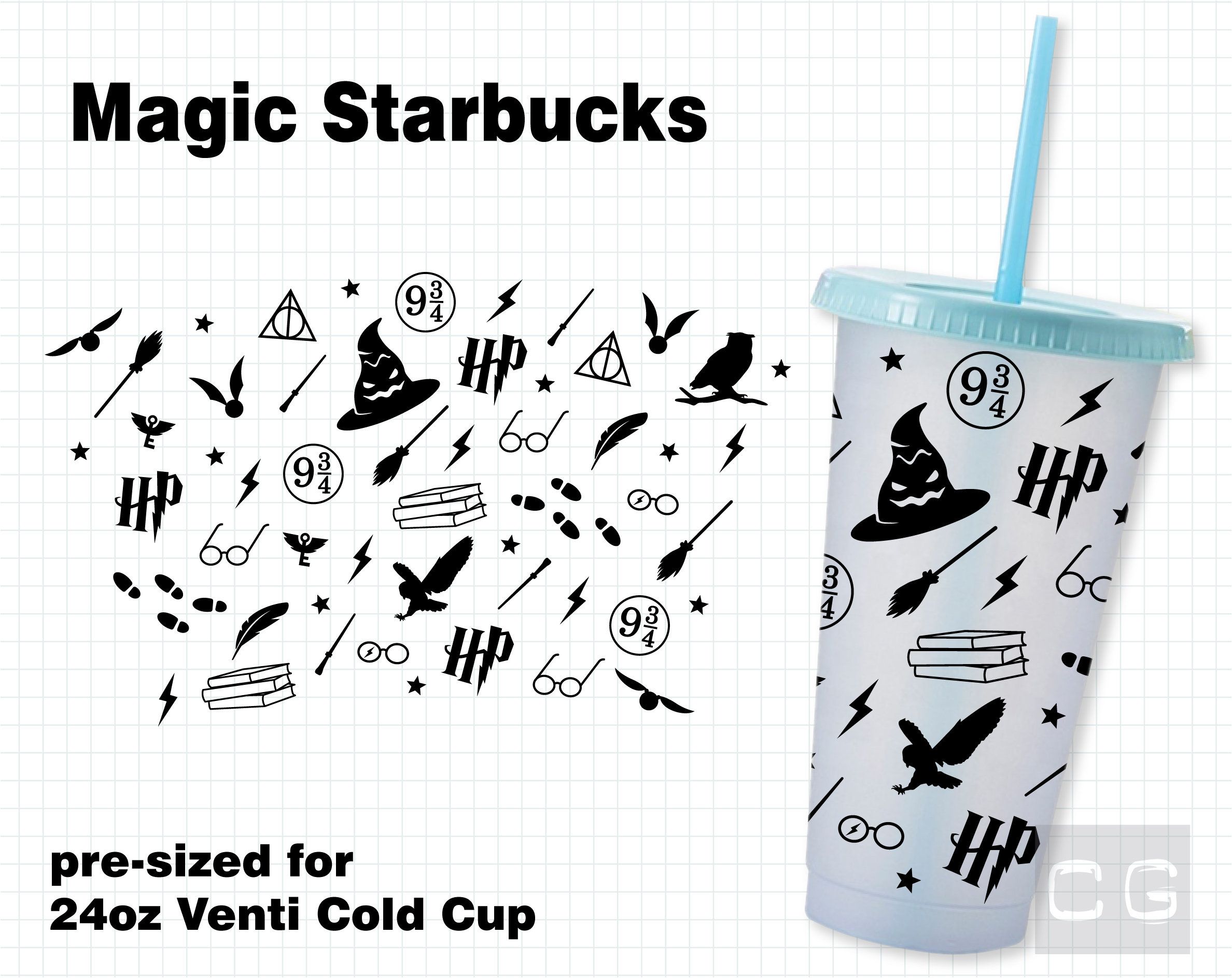 Starbucks Cup Full Wrap Template For Starbucks Venti Cold Cup 16 Oz