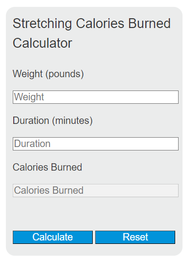 Stretching Calories Burned Calculator Calculator Academy