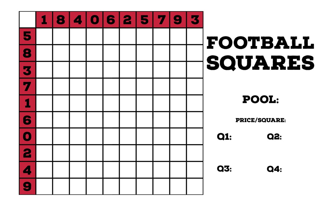 Super Bowl Pool Squares 2024 Super Bowl Squares Football Squares