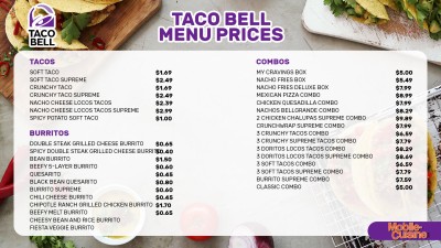 Taco Bell Menu Prices Info Slc Menu