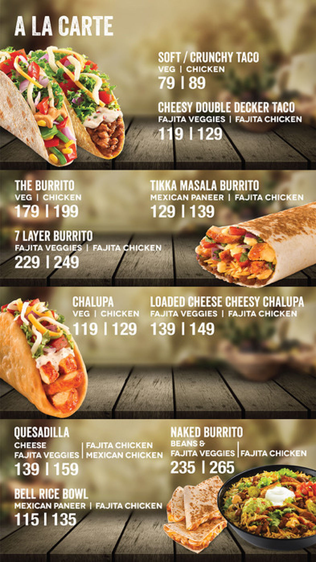 The Taco Bell Menu For Seawoods Grand Central Mall