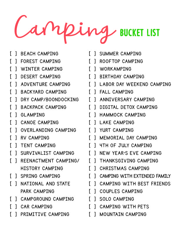 The Ultimate Camping Bucket List Ideas For Unforgettable Outdoor