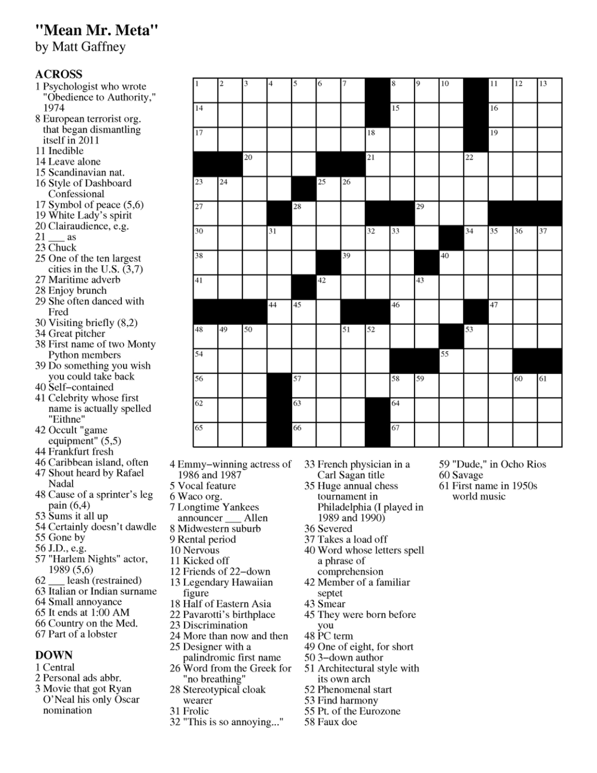 Todays Toronto Star Crossword Puzzle Printable Crossword Puzzles