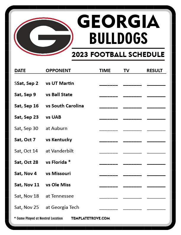 Uga Schedule 2025 25 Calendar Easton Rami