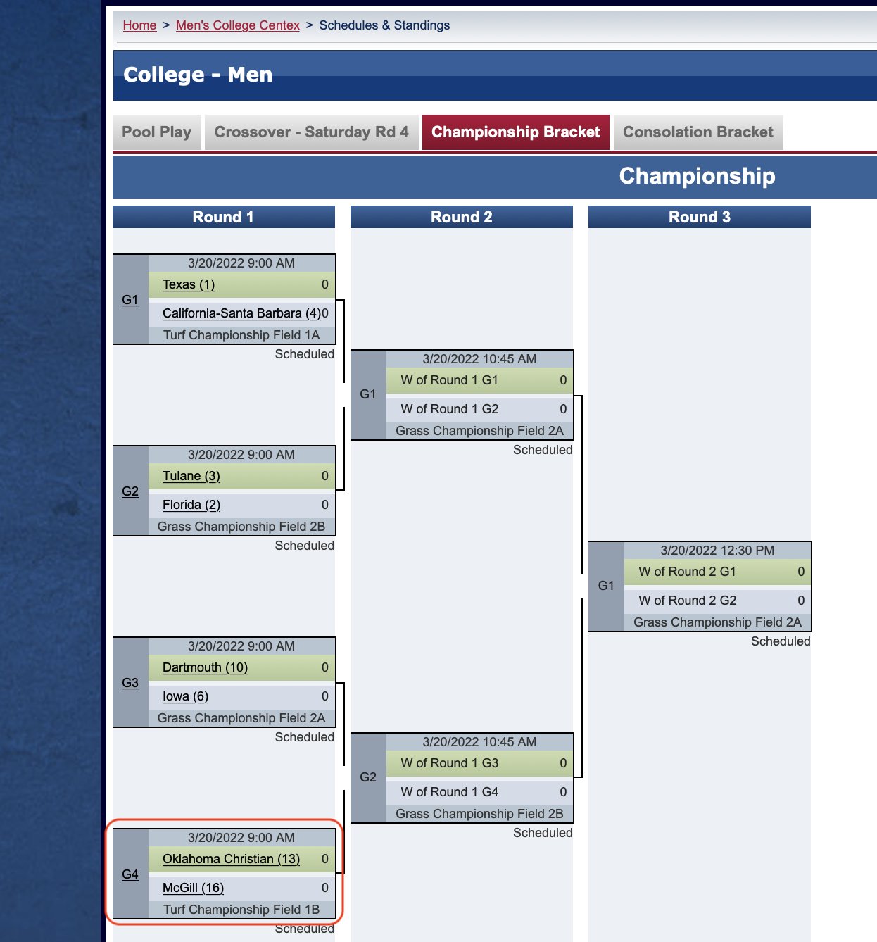 Ultimate Frisbee College Championships 2024 Bracket Order Addia Claribel