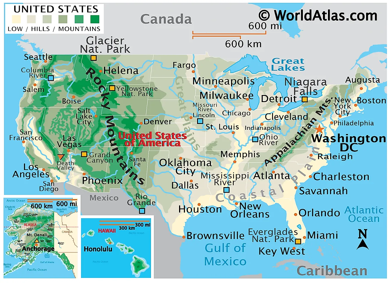 United States Map With Mountains