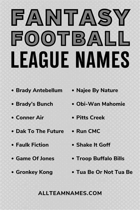 Unveil The Ultimate Fantasy Football Team Names Now!