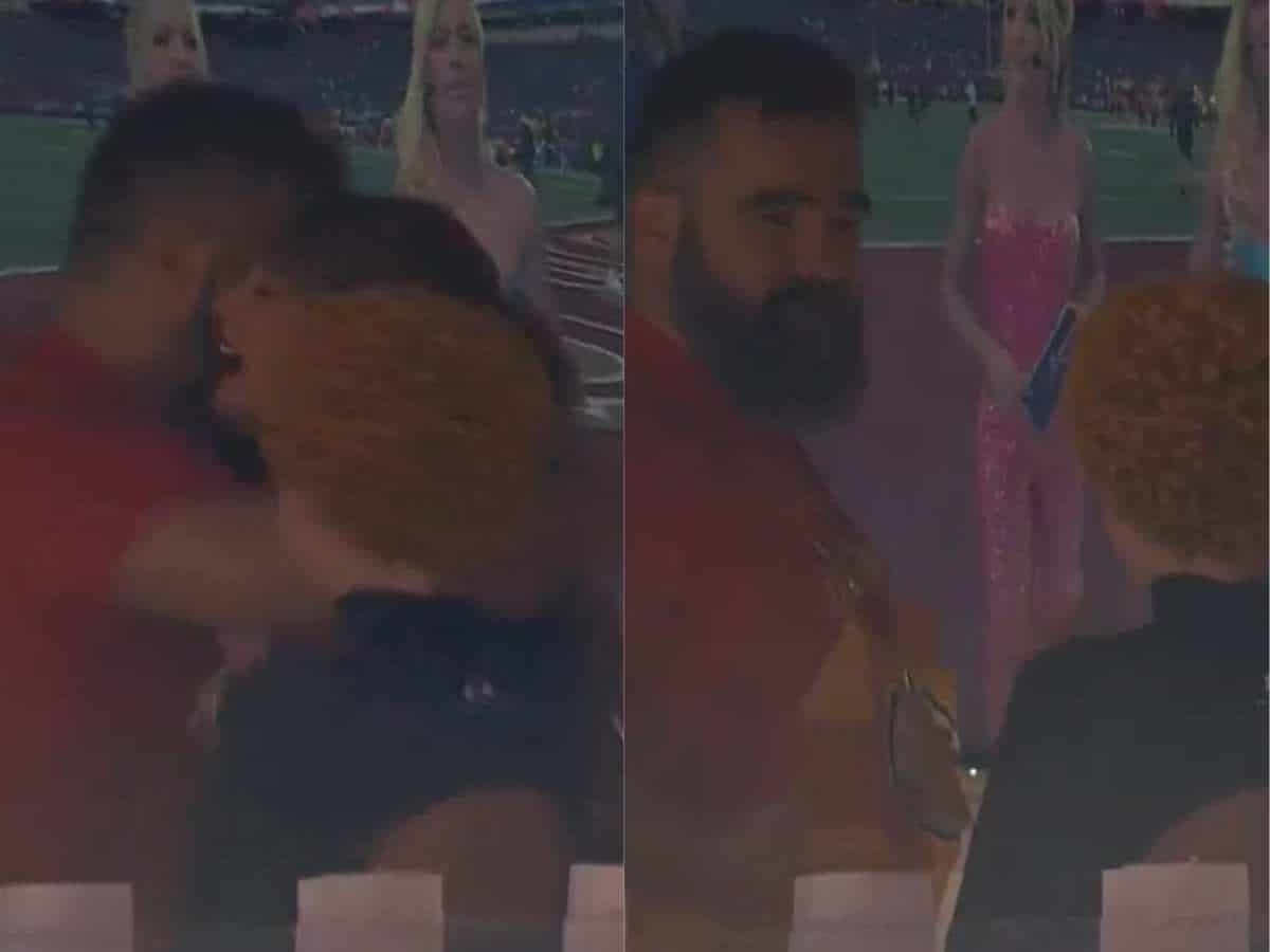 Watch Jason Kelce Links Up With Ice Spice After Hugging Brother Travis