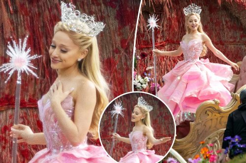 Wicked First Look Ariana Grande Glows As Glinda After Defending